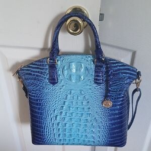 Blue Ombre Croc-Embossed Satchel Handbag